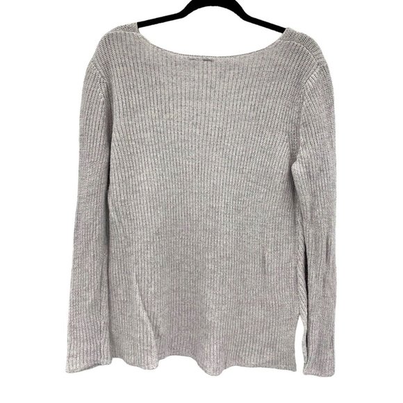 Gap Womens Med Gray Knit Sweater V Neck Pull Over Capsule Lagenlook Cottagecore - Picture 3 of 5